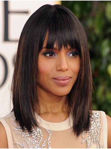 Capless Straight Shoulder Length With Bangs 14" Exquisite Kerry Washington Wigs