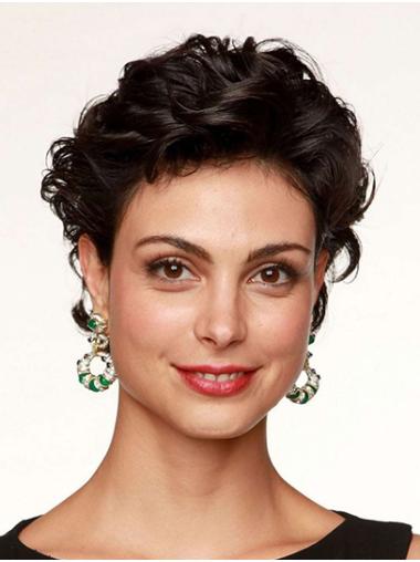 Black Short Without Bangs Soft 6" Wavy Morena Baccarin Wigs