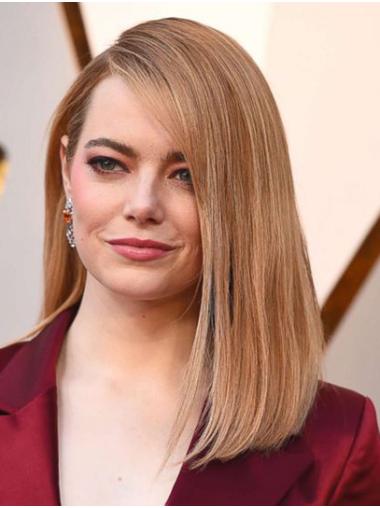 Blonde Long Without Bangs Suitable 16" Straight Emma Stone Wigs