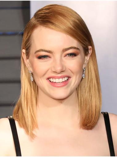 Blonde Shoulder Length Without Bangs Popular 16" Straight Emma Stone Wigs