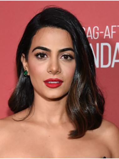 Black Shoulder Length Without Bangs Exquisite 14" Wavy Emeraude Toubia Wigs