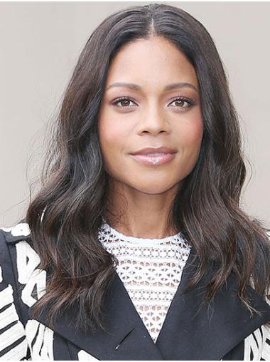 Black Long Without Bangs Great 18" Wavy Naomi Harris Wigs
