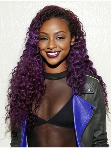 Purple Long Without Bangs Stylish 22" Kinky Justine Skye Wigs