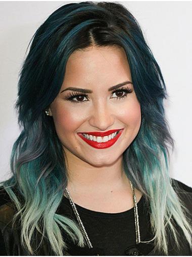 Ombre/2 Tone Shoulder Length Without Bangs Great 14" Wavy Demi Lovato Wigs
