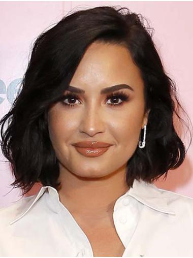 Black Chin Length Bobs Exquisite 12" Wavy Demi Lovato Wigs