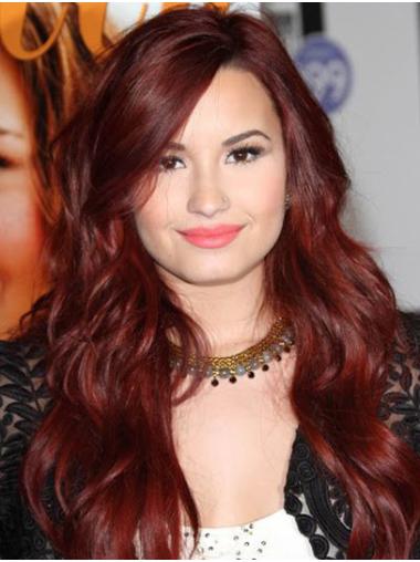 Red Long Without Bangs No-Fuss 22" Wavy Demi Lovato Wigs