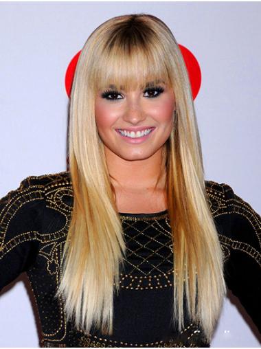 Blonde Long With Bangs Trendy 20" Straight Demi Lovato Wigs