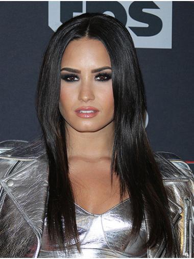 Black Long Without Bangs Comfortable 18" Straight Demi Lovato Wigs