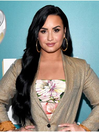 Black Long Without Bangs Durable 26" Wavy Demi Lovato Wigs