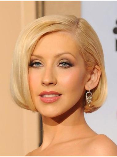 Blonde Chin Length Bobs Stylish 10" Straight Christina Aguilera Wigs
