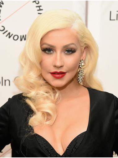 Blonde Long Without Bangs New 16" Curly Christina Aguilera Wigs