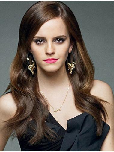 Brown Long Without Bangs No-Fuss 18" Wavy Emma Watson Wigs