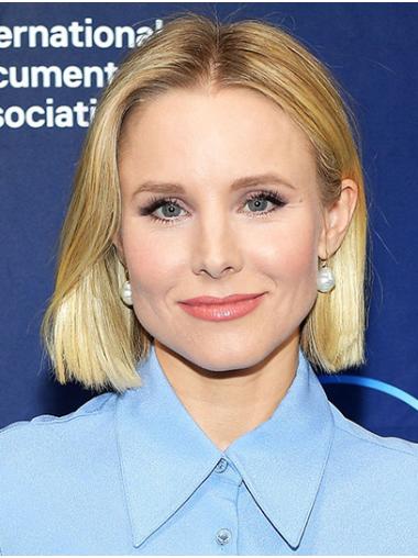 Blonde Chin Length Bobs Suitable 12" Straight Kristen Bell Wigs