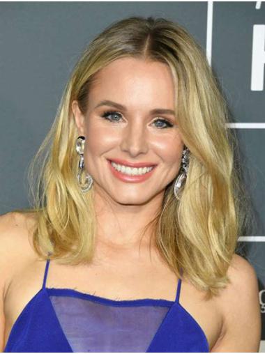 Blonde Shoulder Length Without Bangs Trendy 16" Wavy Kristen Bell Wigs