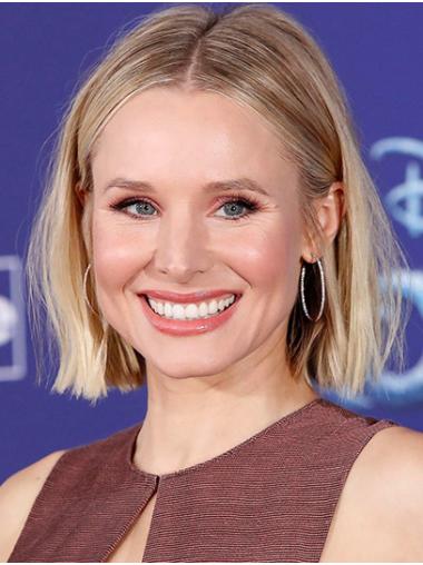 Platinum Blonde Chin Length Bobs Best 12" Straight Kristen Bell Wigs