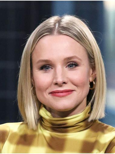 Platinum Blonde Chin Length Bobs Designed 12" Straight Kristen Bell Wigs