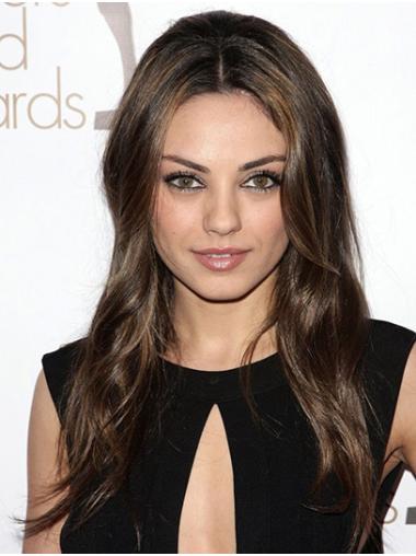 Brown Long Without Bangs Sleek 18" Wavy Mila Kunis Wigs