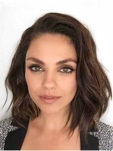 Brown Shoulder Length Bobs High Quality 14" Wavy Mila Kunis Wigs