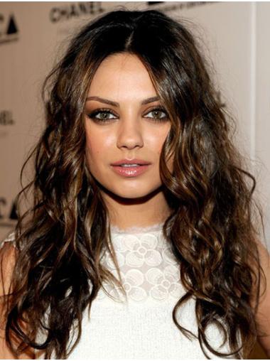 Brown Long Without Bangs Trendy 18" Curly Mila Kunis Wigs
