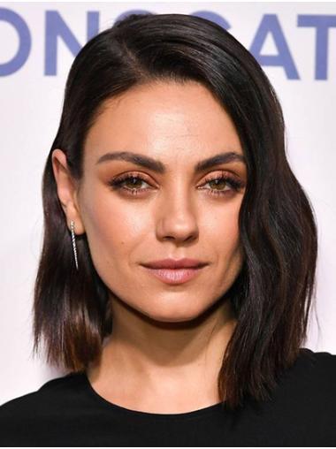 Black Shoulder Length Bobs Top 14" Wavy Mila Kunis Wigs