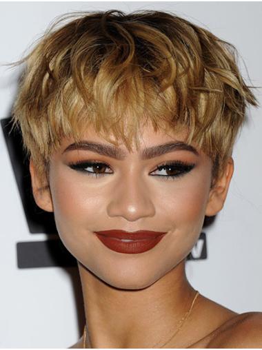 Blonde Short Boycuts Durable 6" Wavy Zendaya Wigs