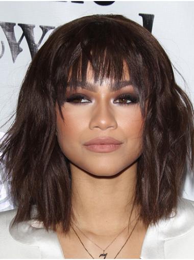 Brown Shoulder Length Bobs New 14" Wavy Zendaya Wigs