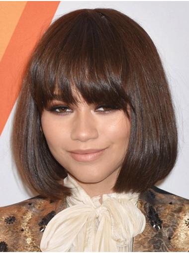 Brown Chin Length Bobs Good 12" Straight Zendaya Wigs