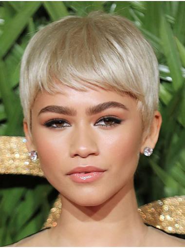 Platinum Blonde Short Boycuts Incredible 6" Straight Zendaya Wigs
