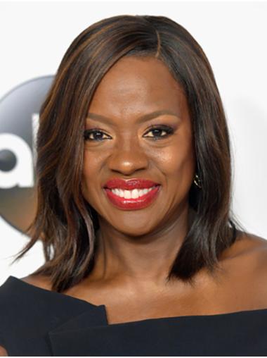 Lace Front Shoulder Length Straight Synthetic 14" No-Fuss Without Bangs Viola Davis Wigs