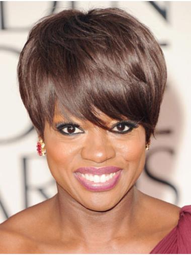 Lace Front Short Straight Synthetic 8" Trendy With Bangs Viola Davis Wigs