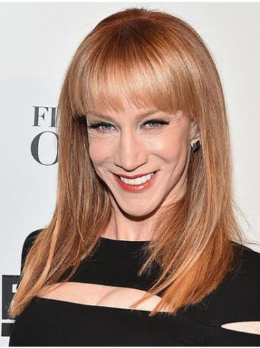Capless Long Straight Synthetic 16" Comfortable With Bangs Kathy Griffin Wigs