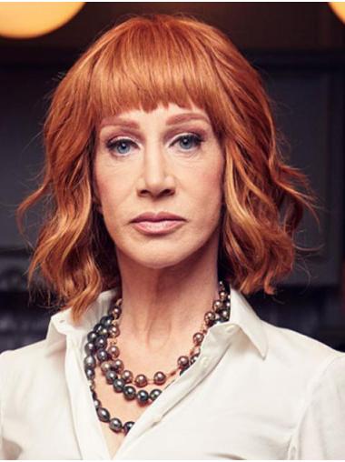 Lace Front Chin Length Wavy Synthetic 12" No-Fuss With Bangs Kathy Griffin Wigs