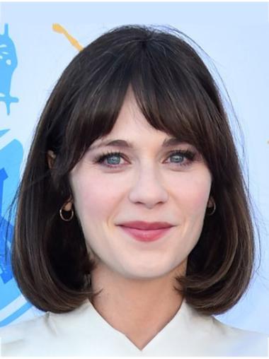 Lace Front Chin Length Straight Synthetic 12" Perfect Bobs Zooey Deschanel Wigs
