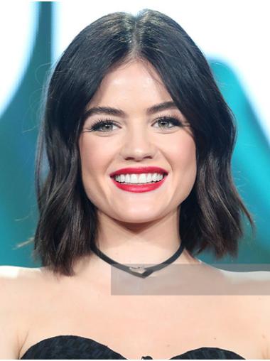 Full Lace Chin Length Wavy Remy Human Hair 12" Great Bobs Lucy Hale Wigs