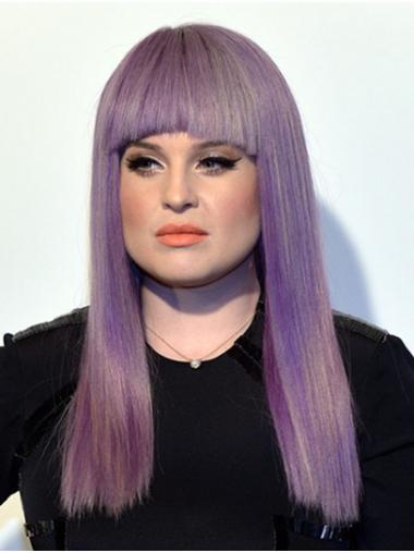 Capless Long Straight Synthetic 18" High Quality With Bangs Kelly Osbourne Wigs