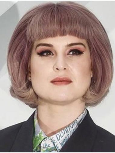 Capless Chin Length Wavy Synthetic 12" Modern Bobs Kelly Osbourne Wigs