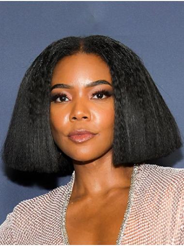 Chin Length Black Yaki Bobs 12" Fashion Gabrielle Union Wigs