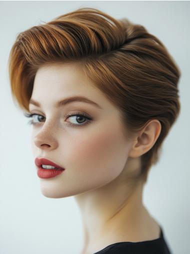 Short Hair Wigs Boycuts Copper Straight 6" Monofilament Wigs
