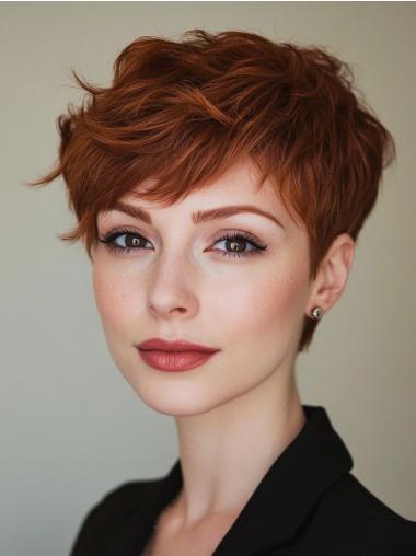 Short Hair Wigs Boycuts Auburn Straight 6" Monofilament Wigs