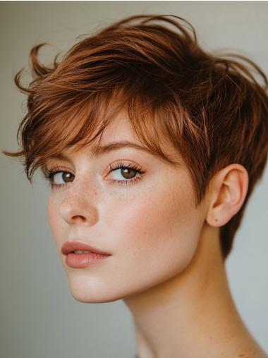 Short Hair Wigs Boycuts Auburn Straight 6" Lace Front Wigs