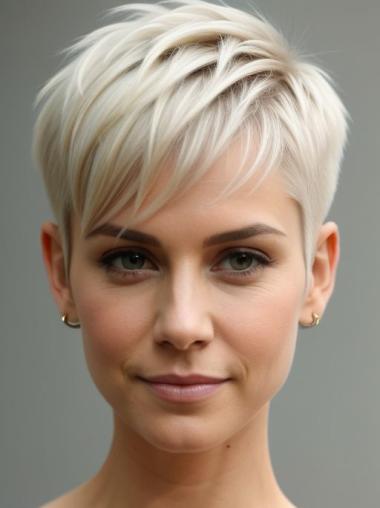 Short Pixie Wigs Straight Boycuts Synthetic Platinum Blonde Monofilament 4" Wigs