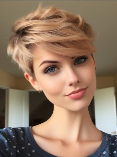 Short Lace Front Wigs Synthetic Boycuts Blonde Straight 4" Wigs