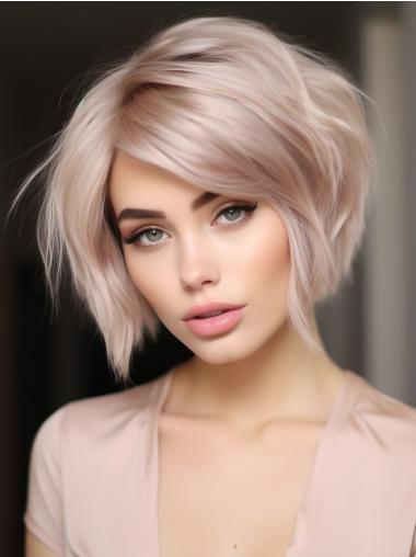 Short Bob Wigs Lace Front Pink Synthetic Straight 8" Wigs