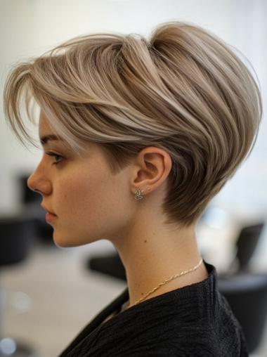 Wigs Short Hair Lace Front Synthetic 6" Straight Boycuts Wigs