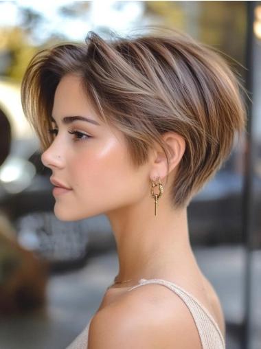 Ladies Wigs Short Styles Bobs 6" Monofilament Synthetic Straight Wigs