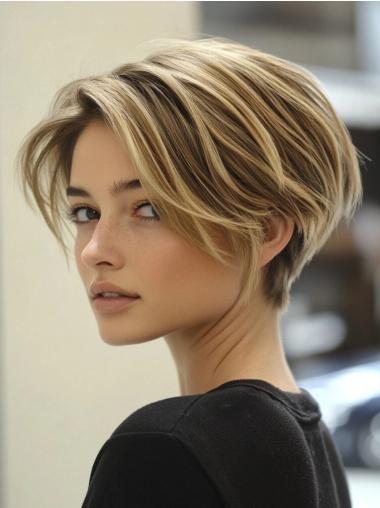 Ladies Wigs Short Styles Bobs 6" Lace Front Synthetic Straight Wigs