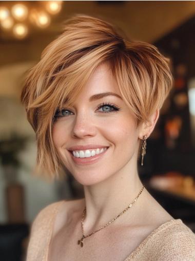 Short Wigs For White Women Remy Human Hair Boycuts 6" Straight Monofilament Wigs