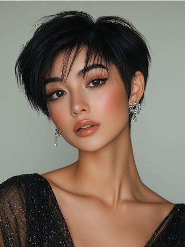 Wigs For Short Hair Monofilament Boycuts Synthetic 4" Straight Wigs