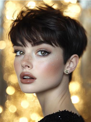 Wigs For Short Hair Monofilament Boycuts Synthetic 4" Straight Wigs