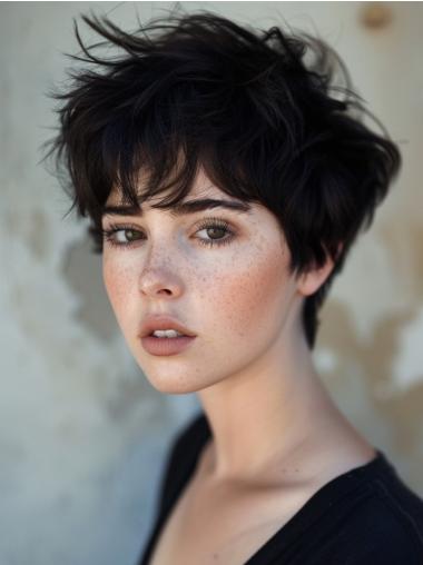 Wigs For Short Hair Monofilament Boycuts Synthetic 6" Straight Wigs